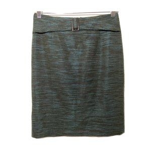 Antonio Melani Buckle Accent Pencil Skirt Size 2 Teal Gray EUC